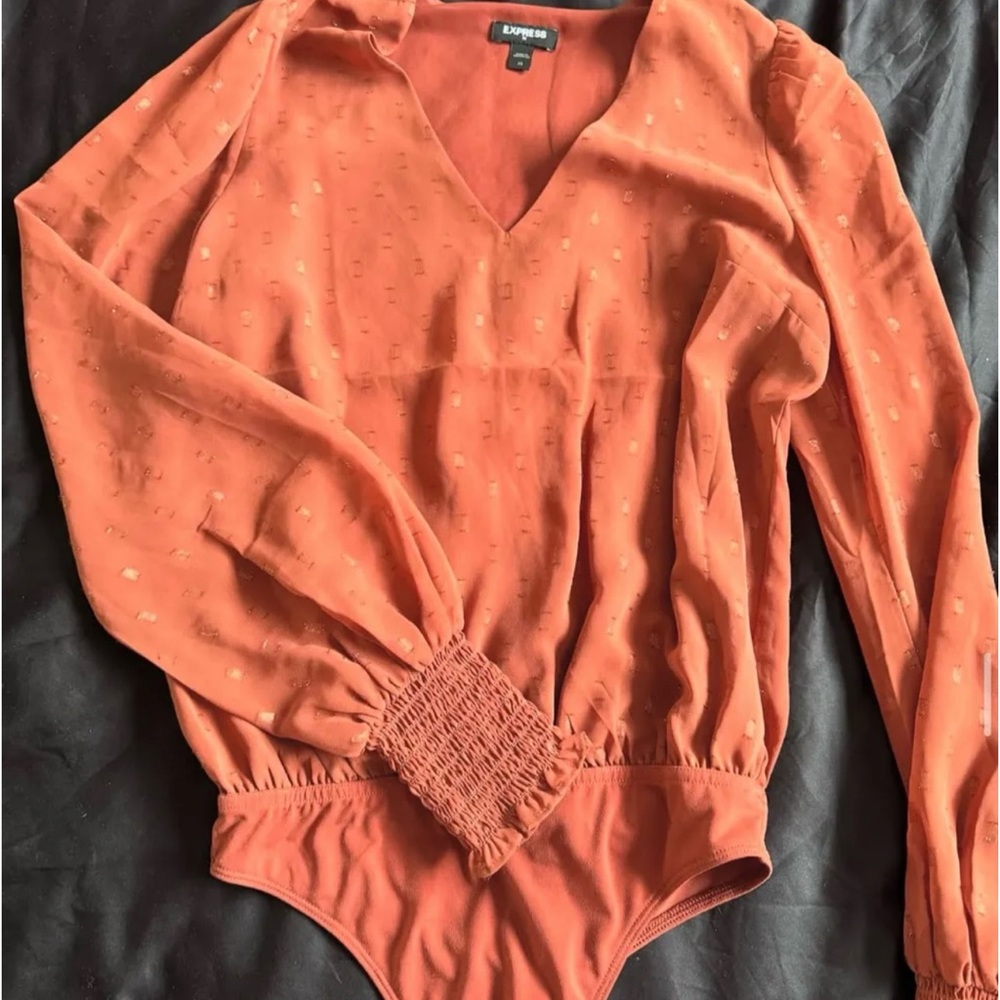 Express Rust Orange Long Sleeve Bodysuit